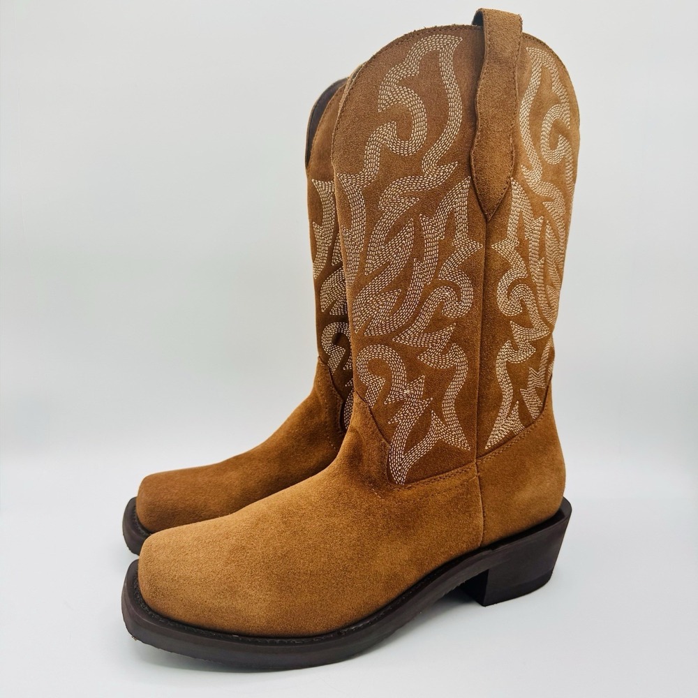 Dingo Western Boots Men's Size 9 Chesnut Brown Suede‎ Square Toe